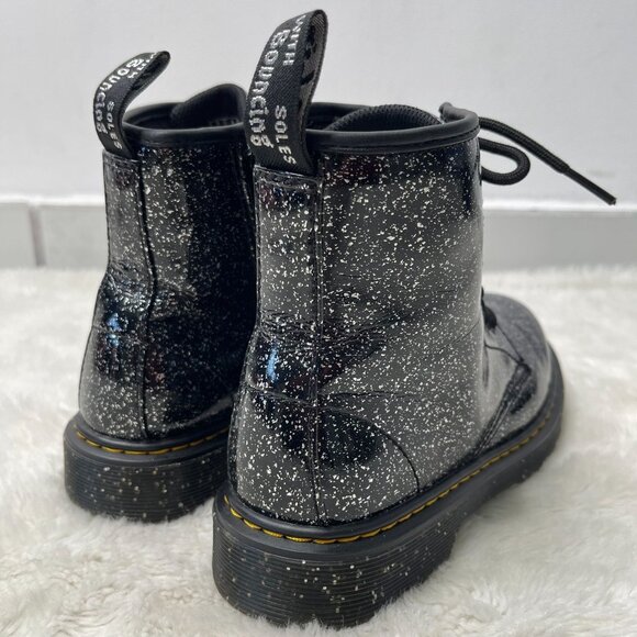 Dr Martens #1460 Kid's Black Glitter Ankle Lace Up Boots Shoes Size 5 - Picture 4 of 9